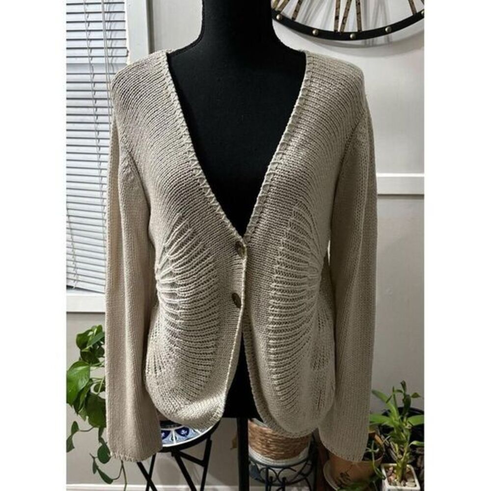 Coldwater Creek oatmeal color cardigan shawl size Meduim‎